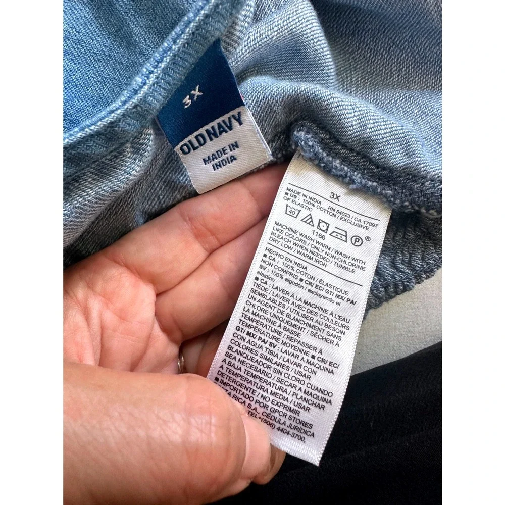 Old Navy Milkmaid Denim Chambray Puff Sleeve Square Neck Button Front Top 3X